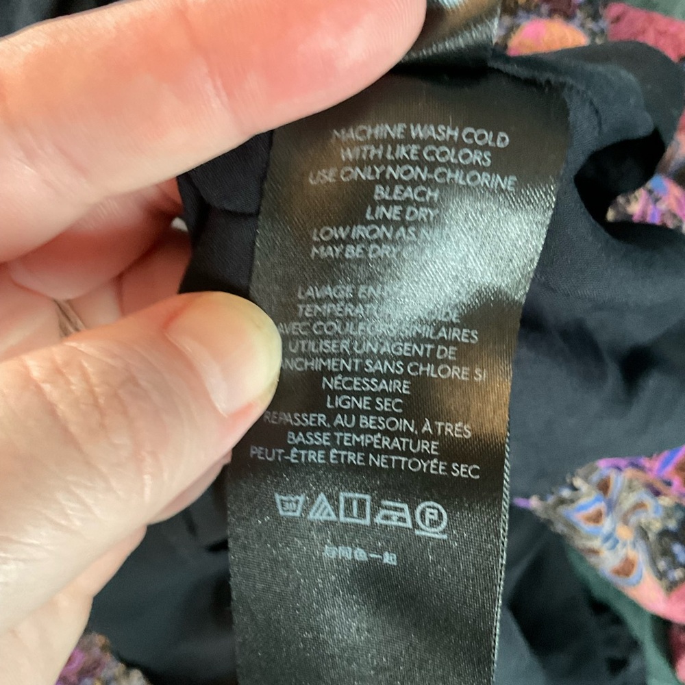 Free People Faux Wrap Dress Purple Floral M Boho Peasant Hippie Festival - Picture 10 of 10